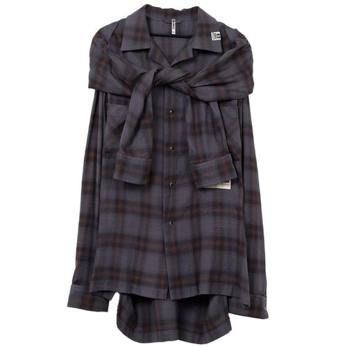 Maison Mihara Yasuhiro Sleeve Layered Check Shirt