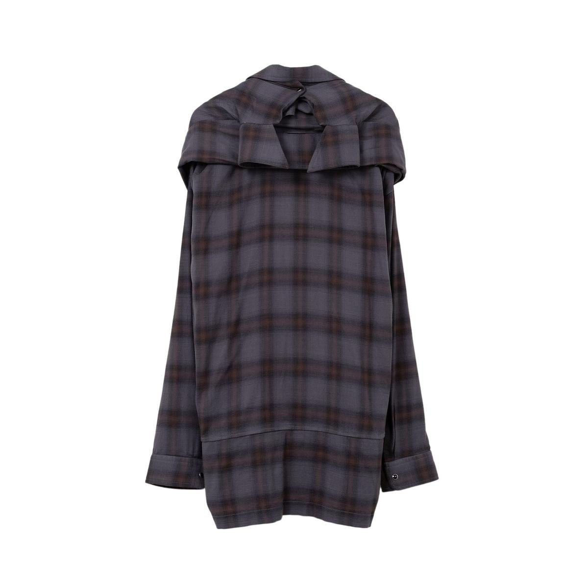 Maison Mihara Sleeve Layered Check Shirt