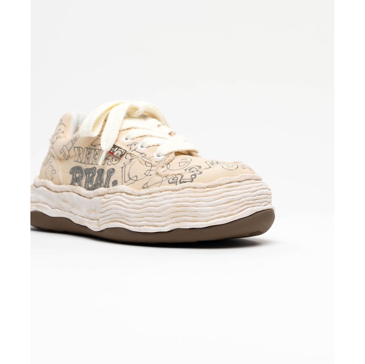 Maison Mihara Yasuhiro "OLIVER" Beige Graffiti Printed Canvas Low-top Sneaker