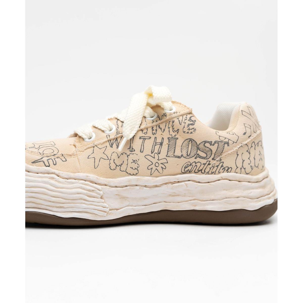 Maison Mihara Yasuhiro "OLIVER" Beige Graffiti Printed Canvas Low-top Sneaker