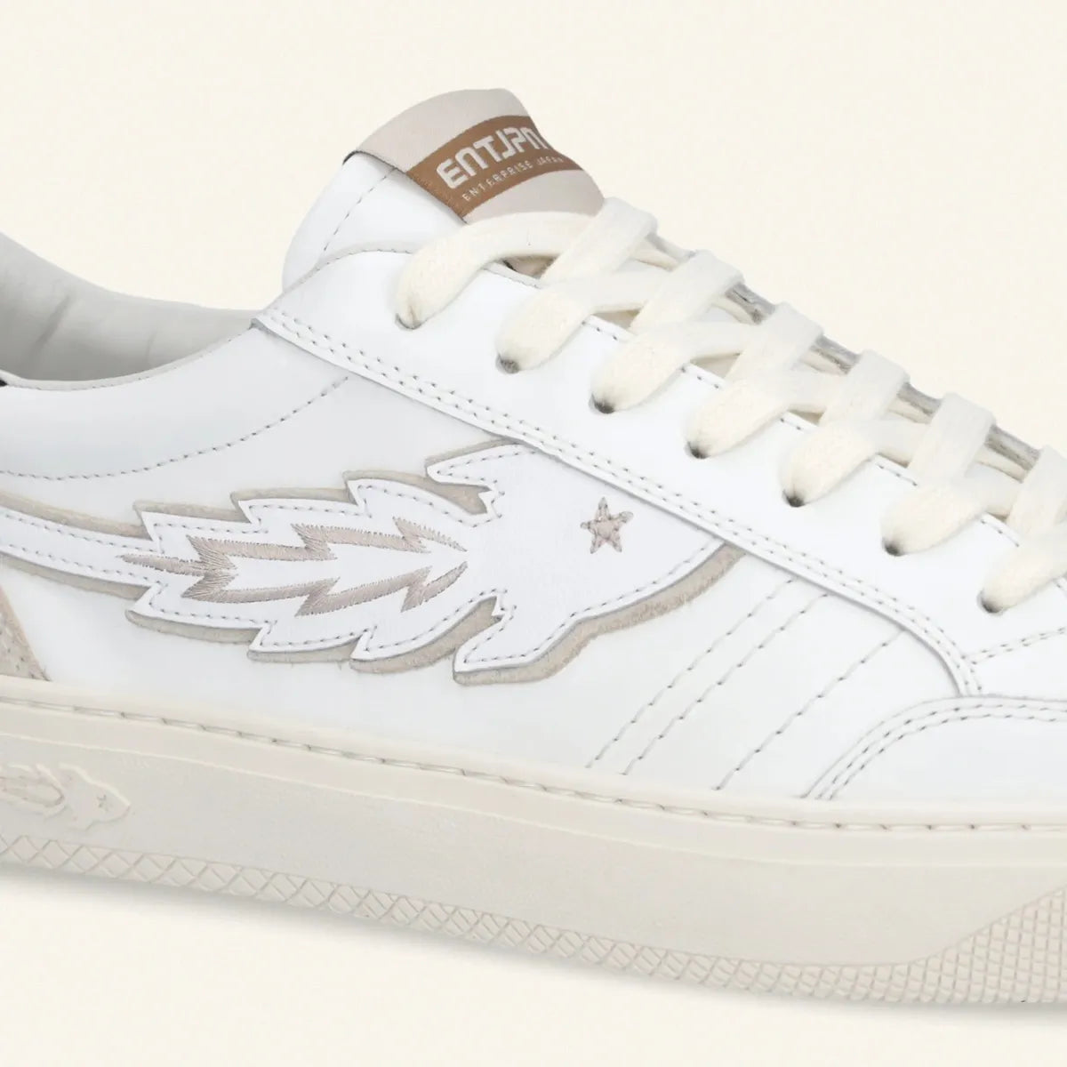 Enterprise Japan Jupiter Rocket Sneakers in White Leather with Black and Daino Details