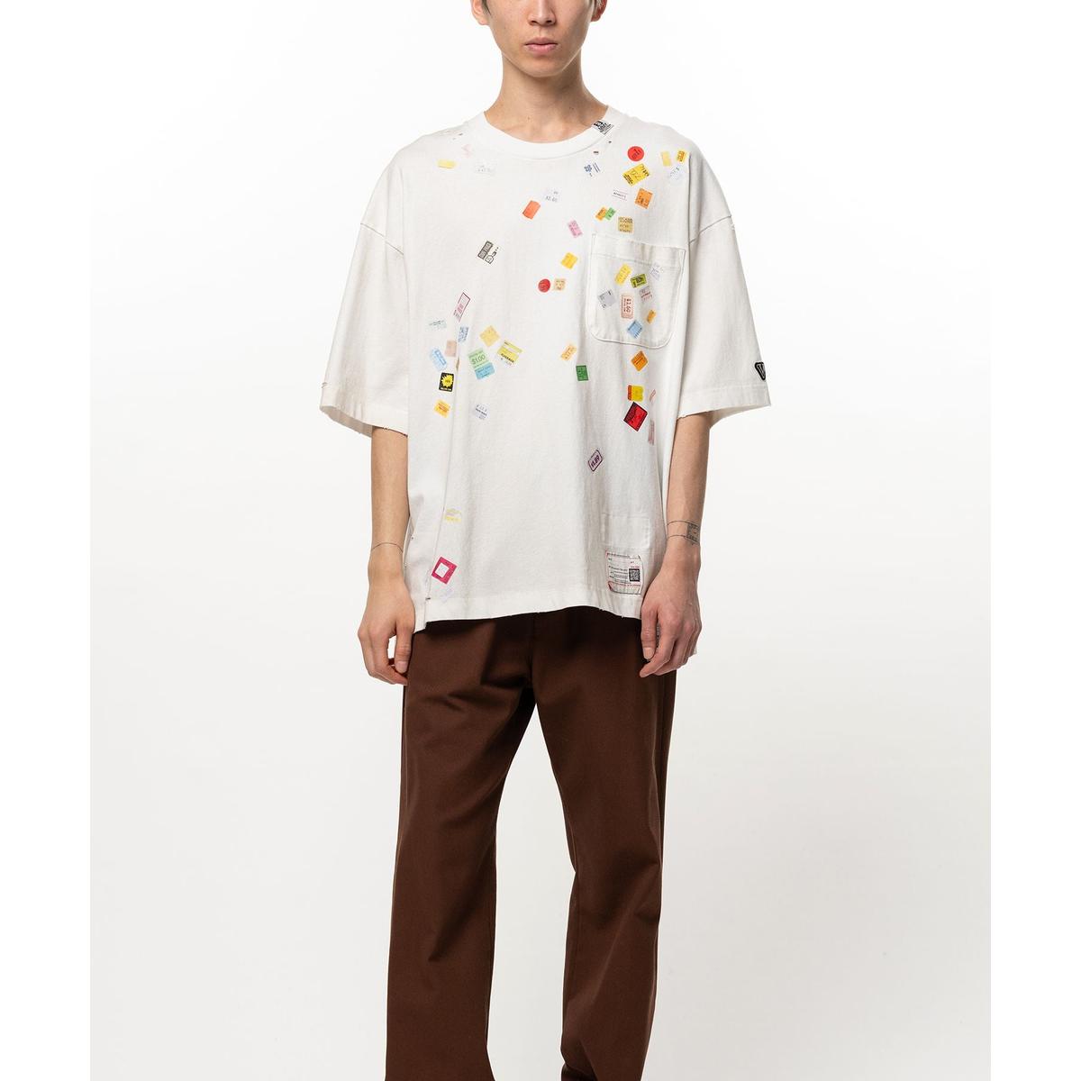 Maison Mihara Price Tag Sticker Printed T-shirt