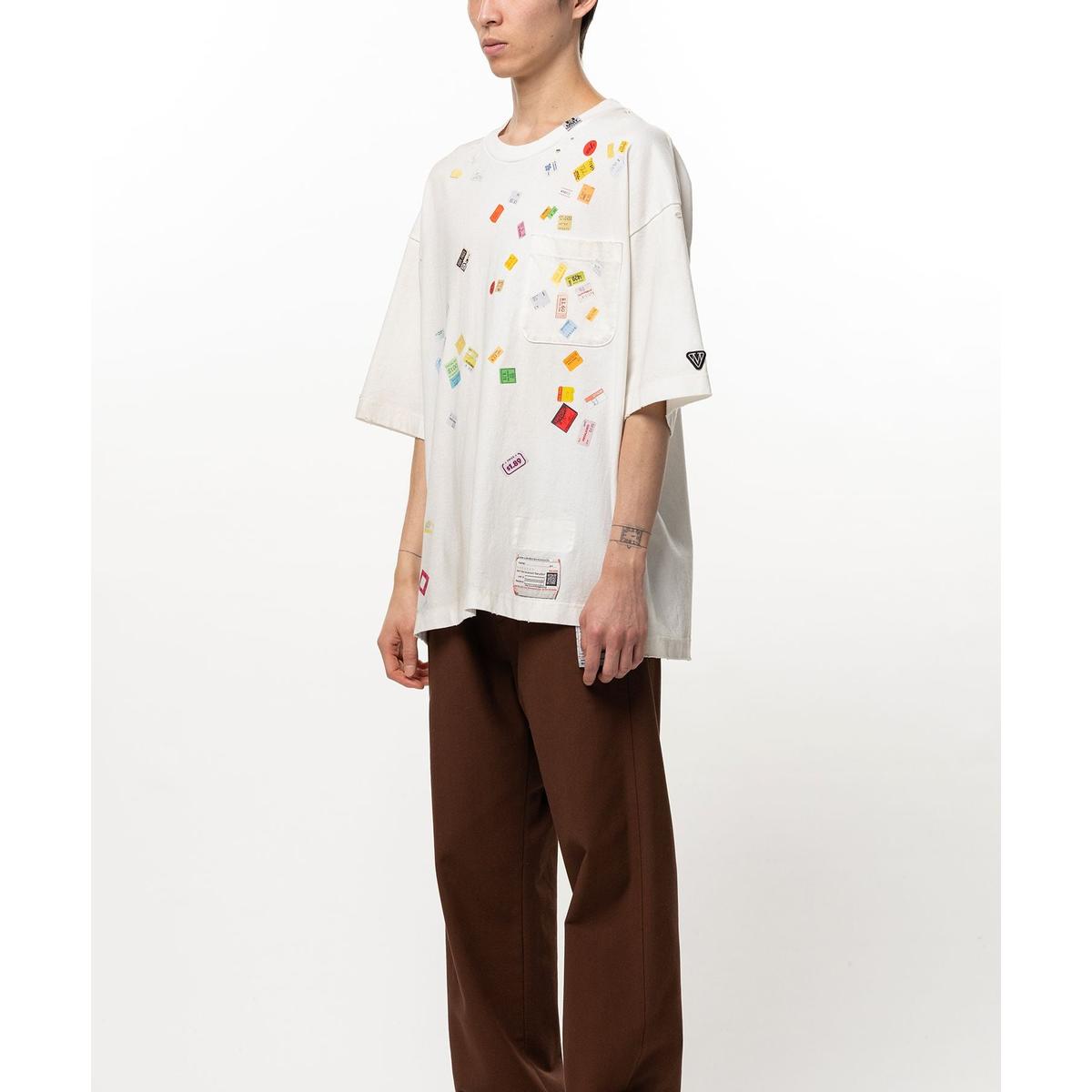 Maison Mihara Price Tag Sticker Printed T-shirt