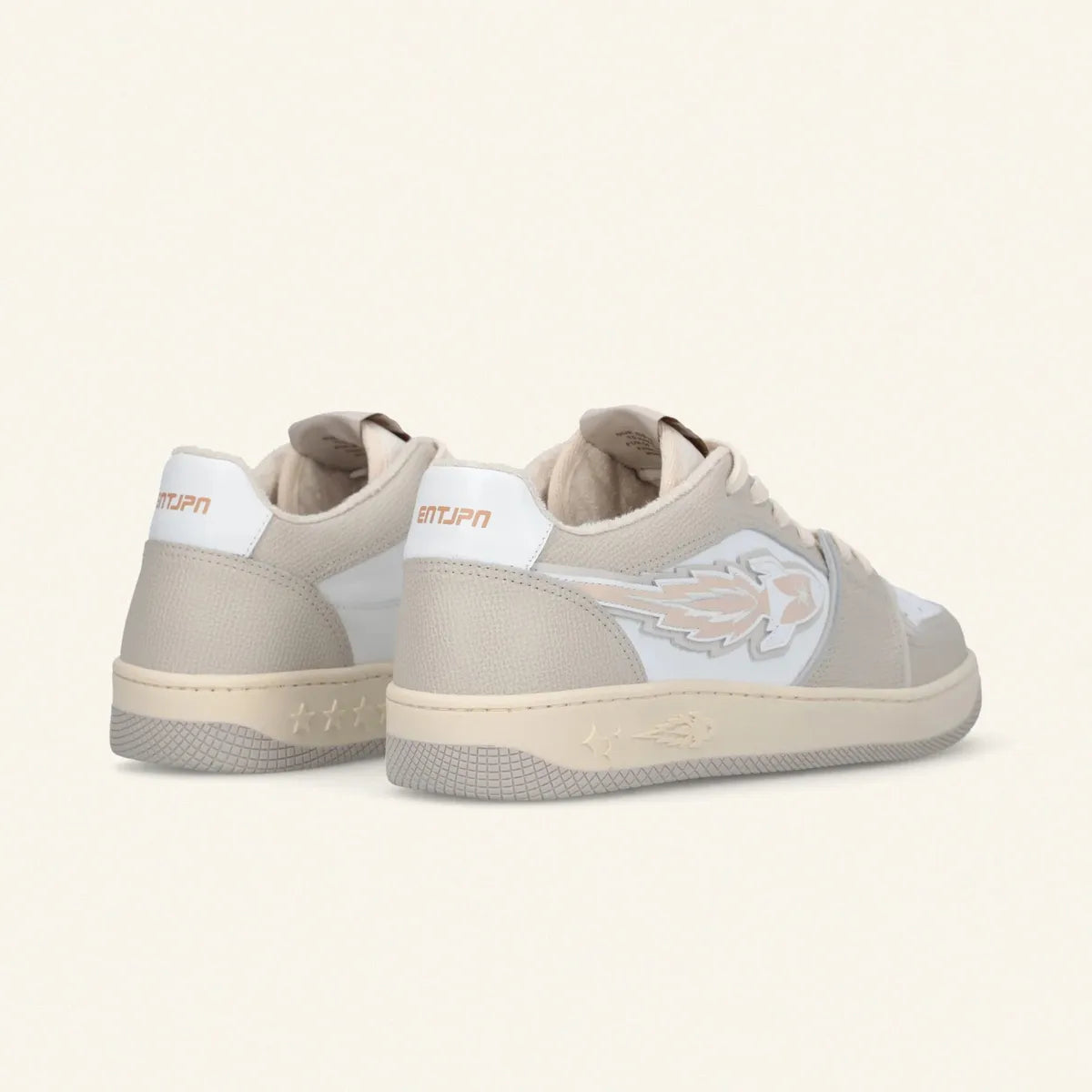 Enterprise Japan EGG Rocket Sneakers In Beige/White Tumbled Leather