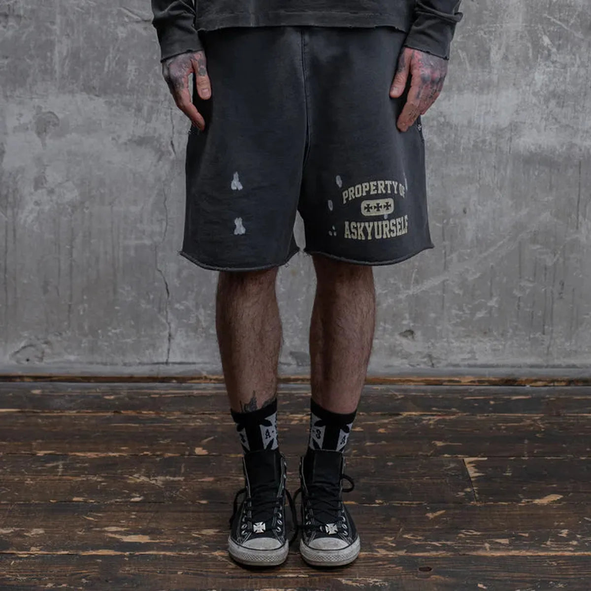 ASKYURSELF Property Fleece Shorts in Vintage Black