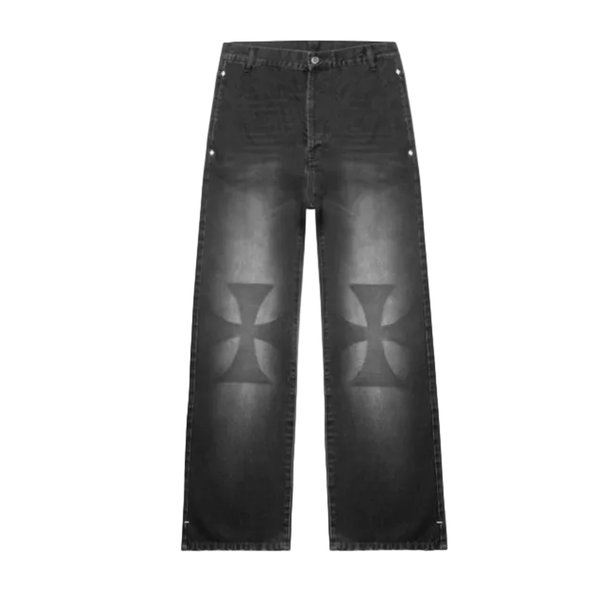 ASKYURSELF Cross Patch Baggy Jeans in Washed Black