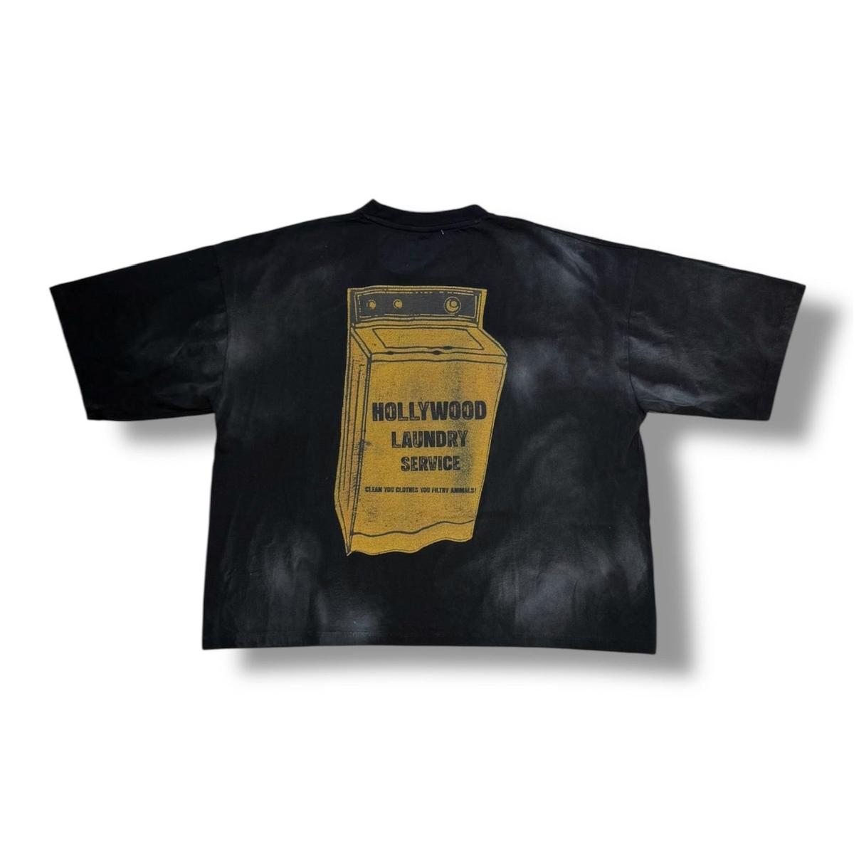 AMIS ET FLEURS  Kids in Hollywood washed Black T-shirt