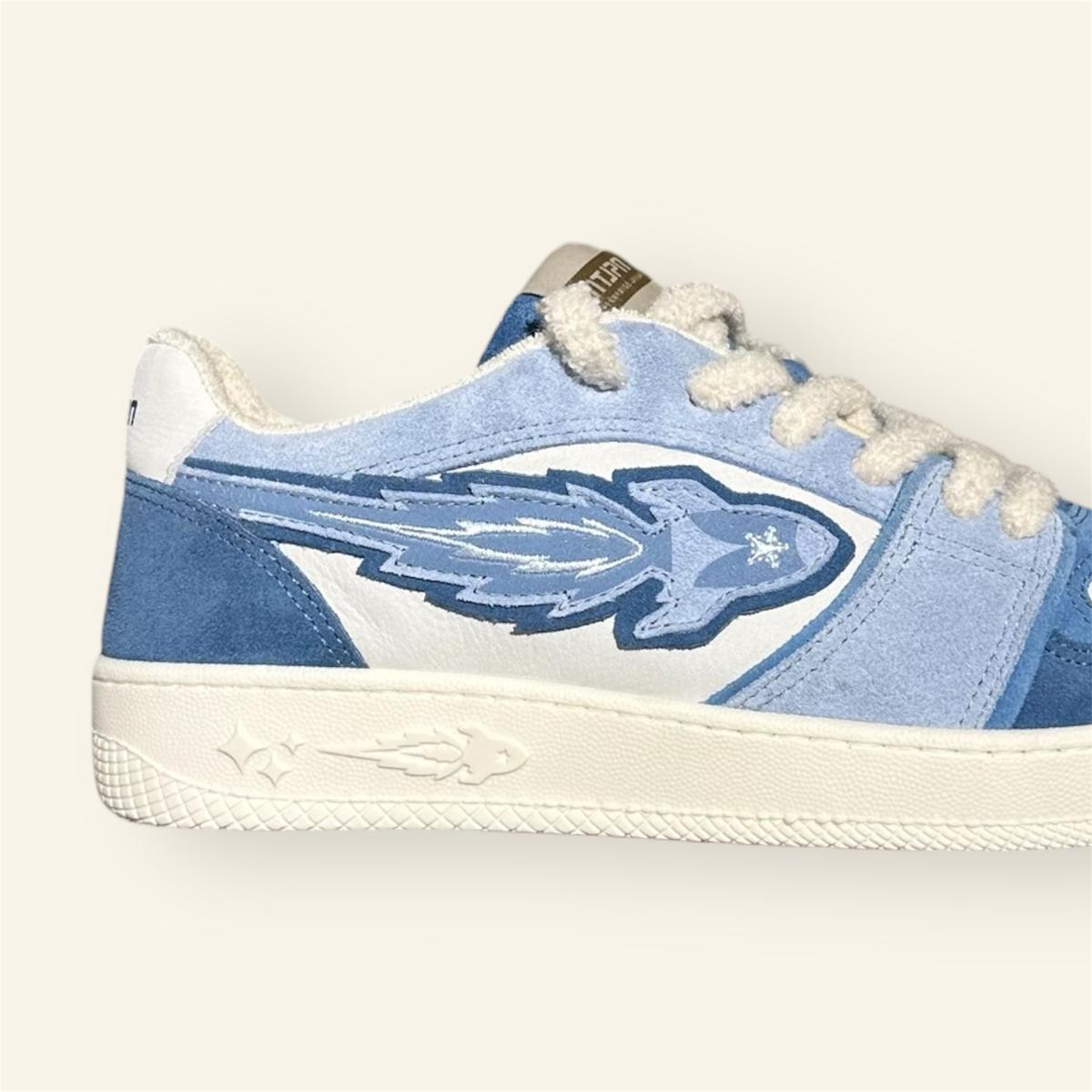 Enterprise Japan X Mr Something EGG Rocket Sneakers In Denim/Azzurro/Bianco Suede and Nubuck