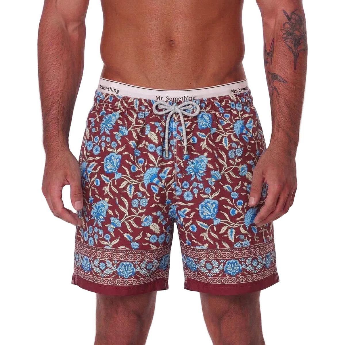 MC2 Saint Barth Gustavia Swim Shorts in Burgundy Floral