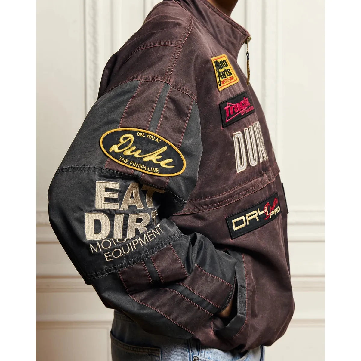 Duke + Dexter DR4 Trackside Vintage Mauve Bomber Jacket