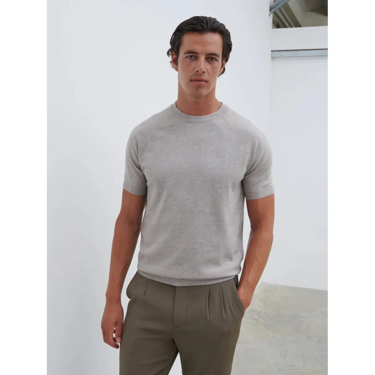 NOBL Archer Knit Top Light Taupe