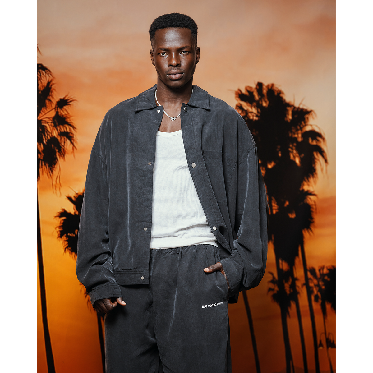 MKI BLACK SANDWASH CUPRO TRUCKER JACKET