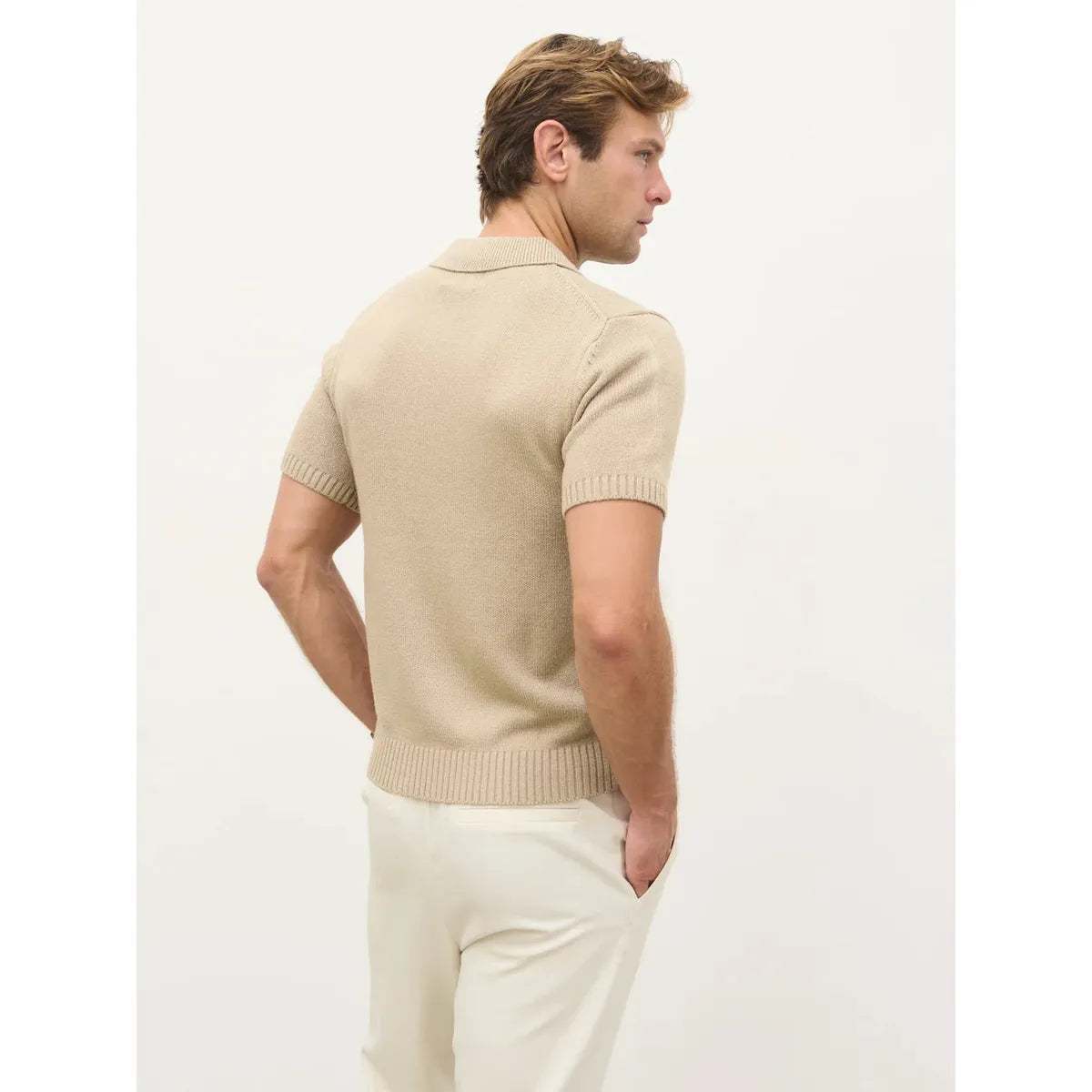 NOBL Bobby Short Sleeve Knit Polo Beige