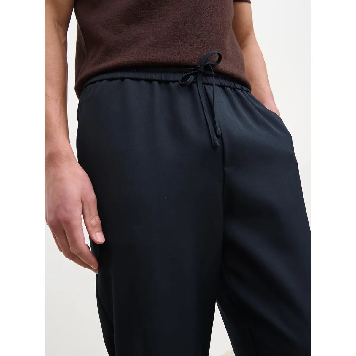 NOBL Bryce Straight Leg Drawstring Trousers Navy