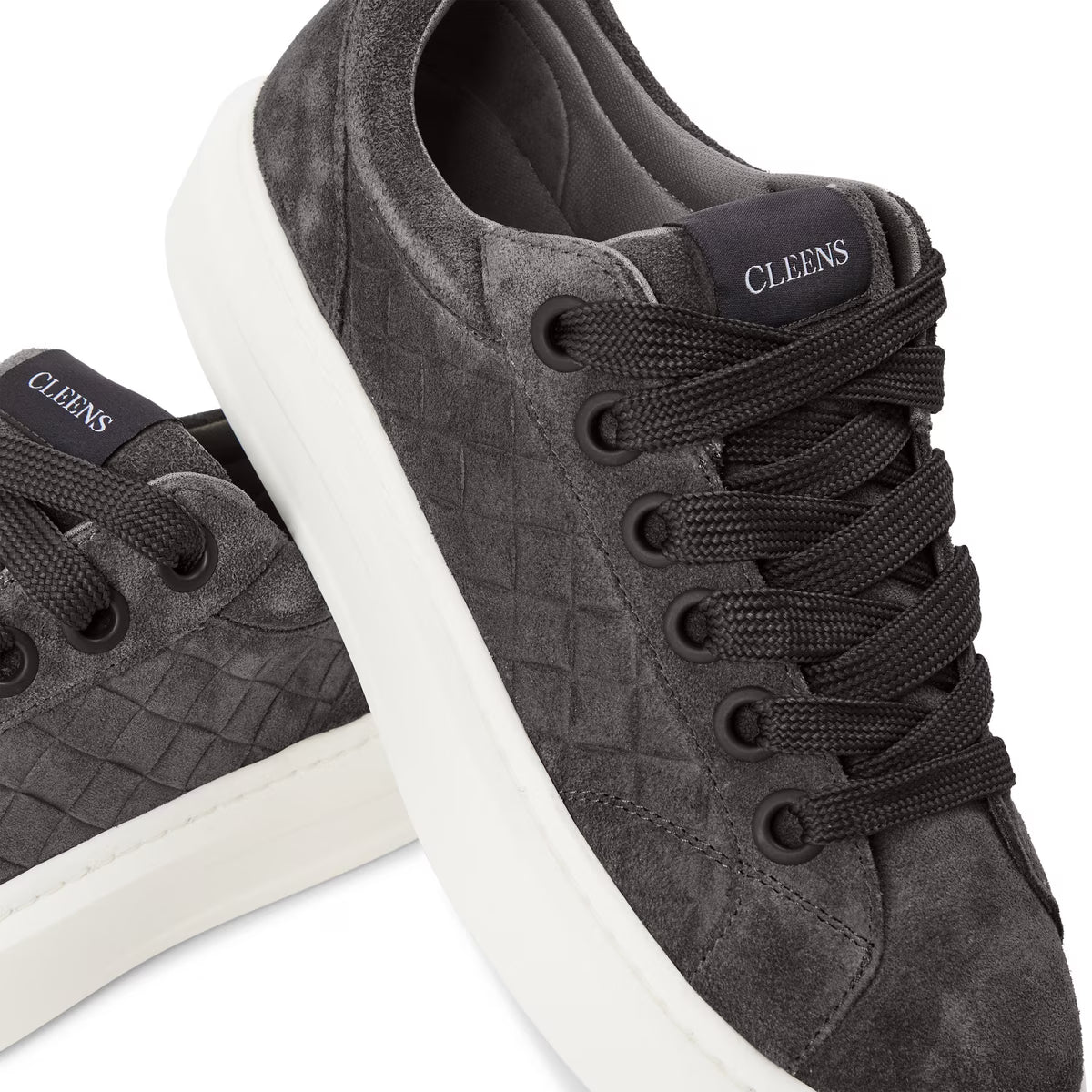 Cleens Ace Woven Suede Sneakers in Graphite
