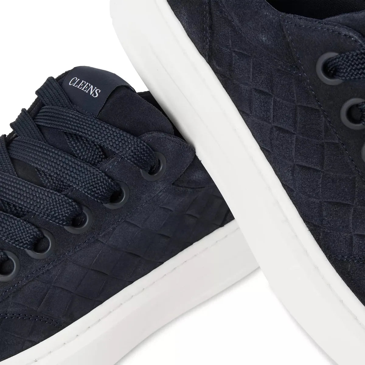 Cleens Ace Woven Suede Sneakers in Midnight