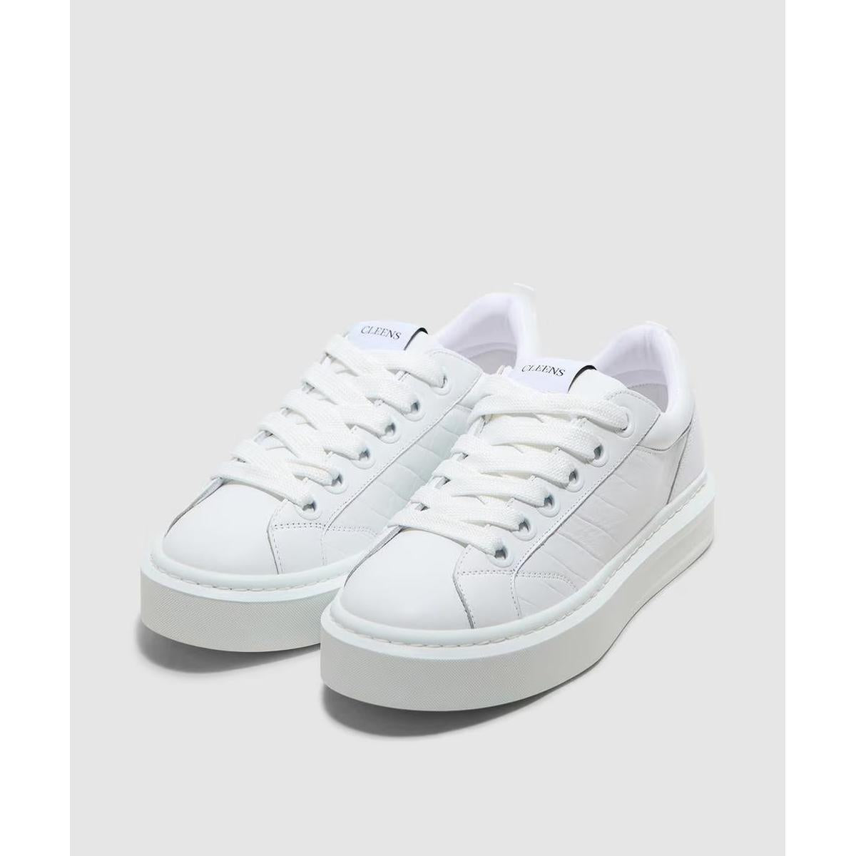 Cleens Ace Woven Leather Sneakers in Ice