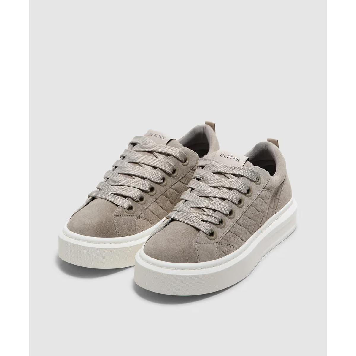 Cleens Ace Woven Suede Sneakers in Dune