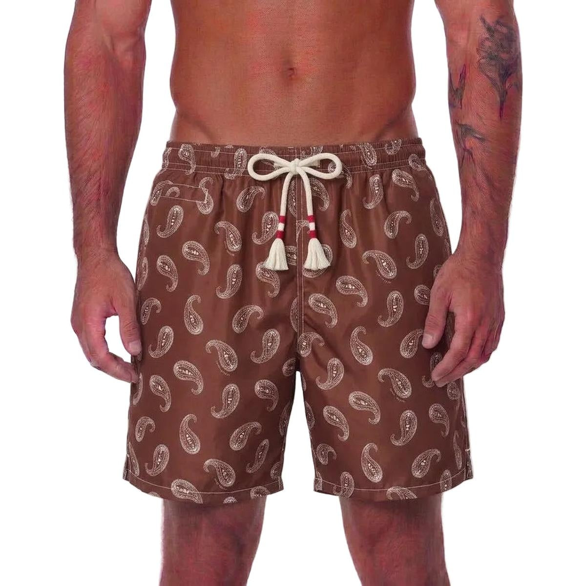 MC2 Saint Barth Caprese Swim Shorts in Brown Love Paisley