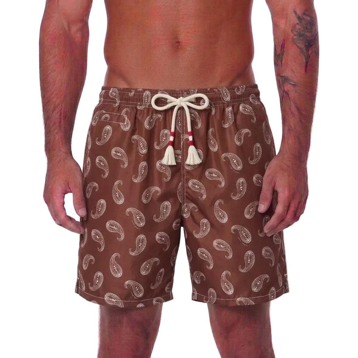 MC2 Saint Barth Caprese Swim Shorts In Brown with Love Paisely Print
