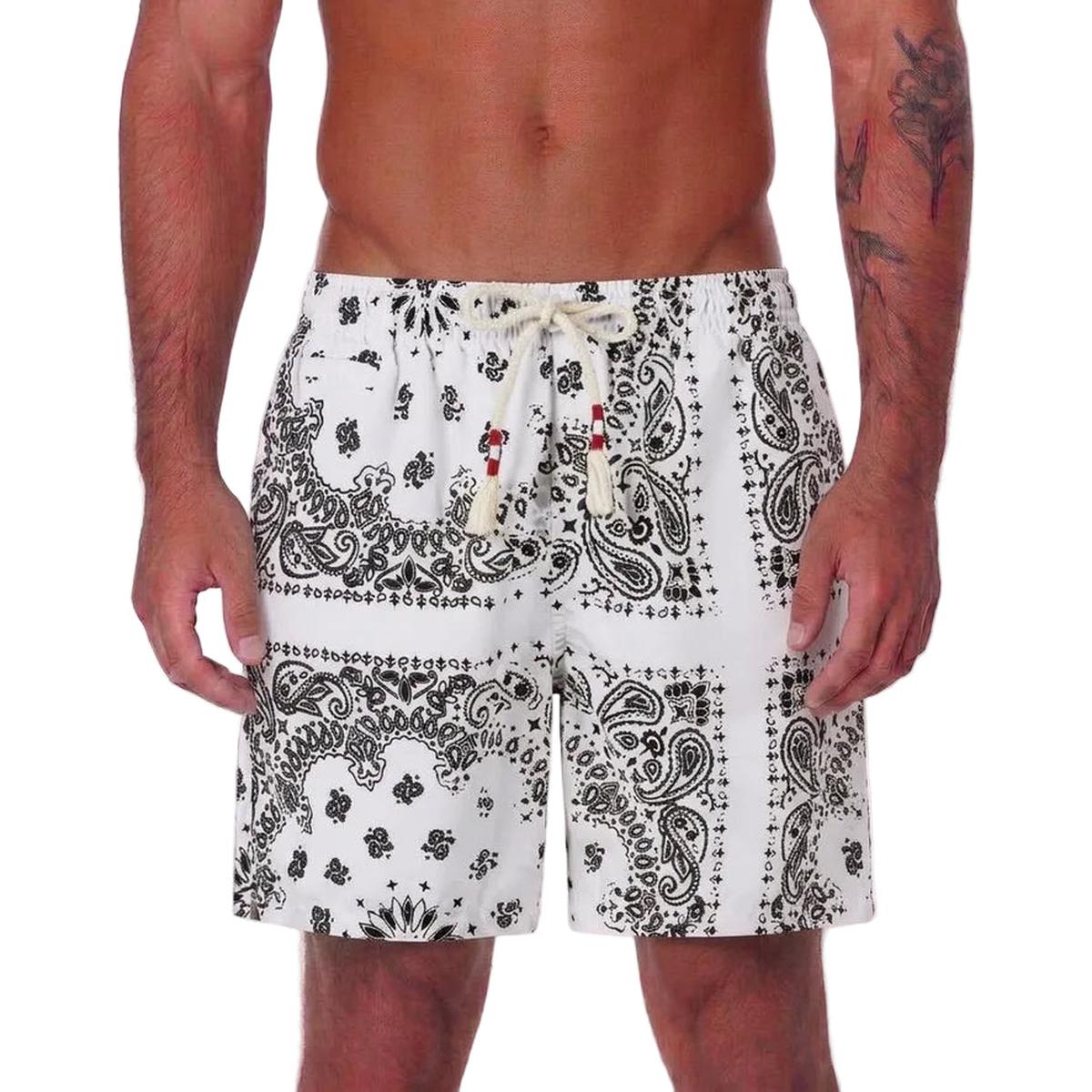 MC2 Saint Barth Caprese Swim Shorts in White Bandana Print