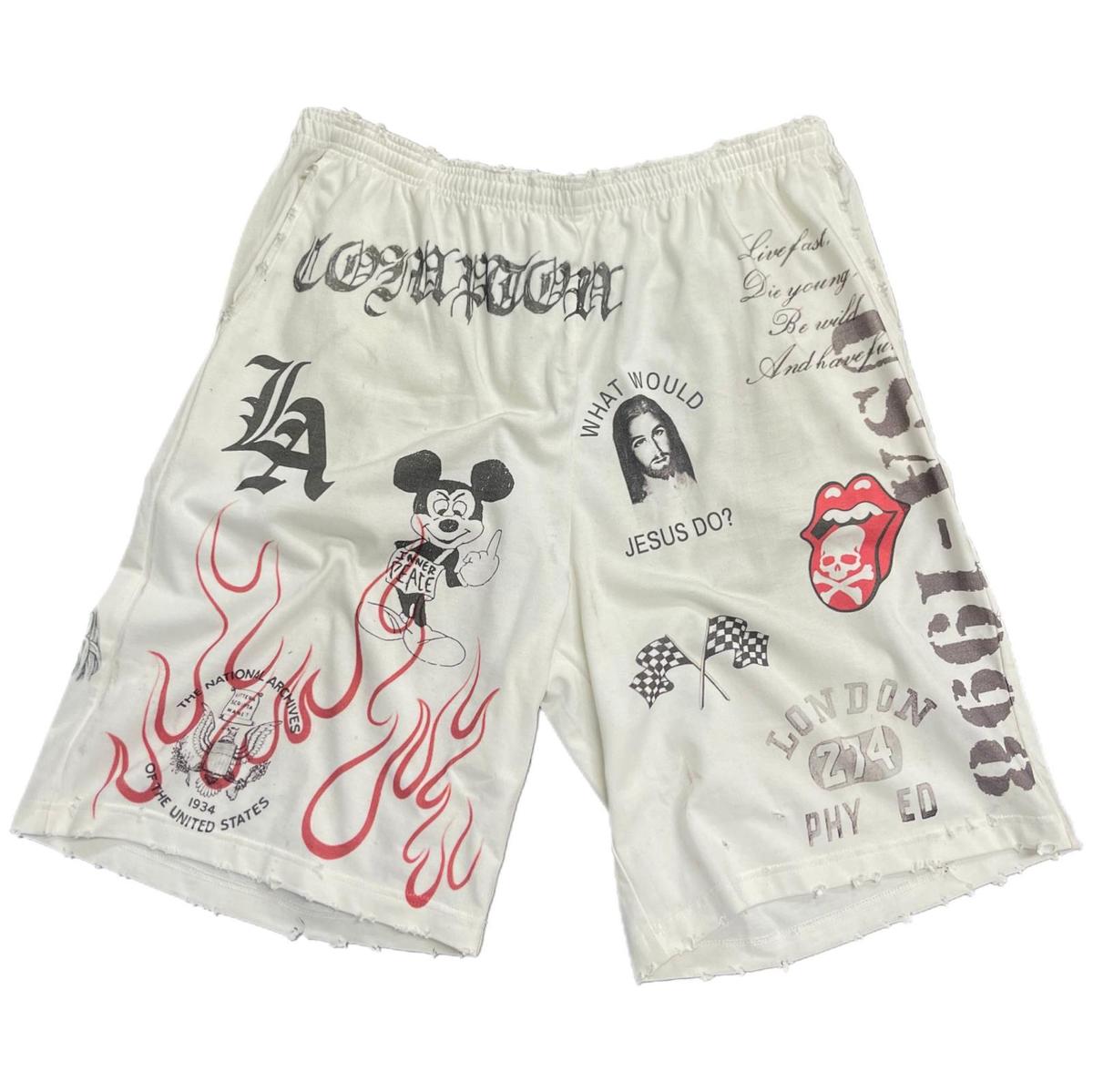 AMIS ET FLEURS Mayhem In Hollywood Cream Shorts