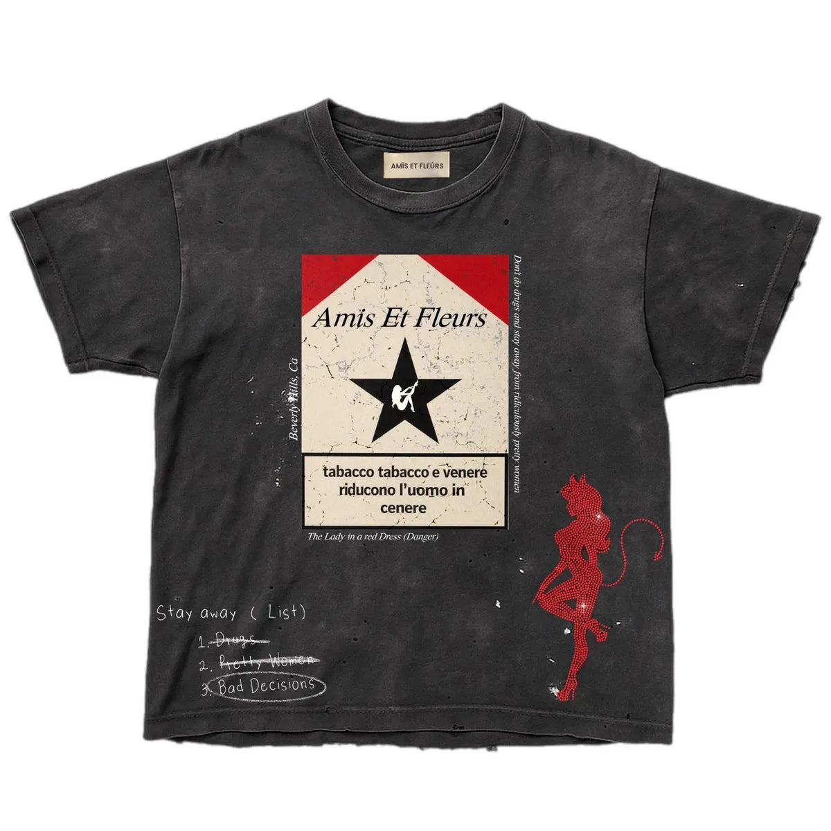 AMIS ET FLEURS Lady in Red T-shirt