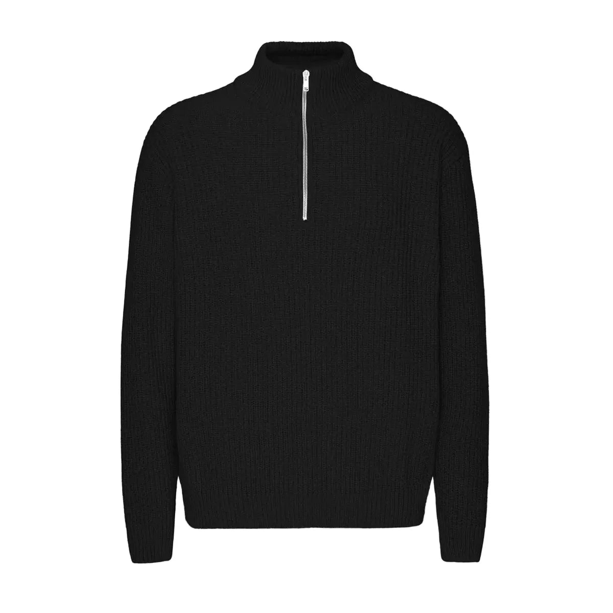Colorful Standard Merino Quarter Zip - Deep Black