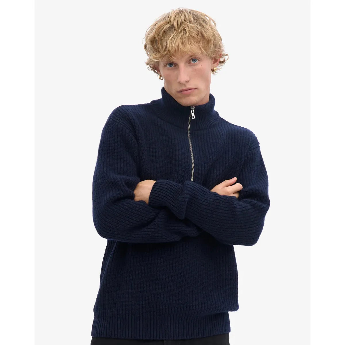 Colorful Standard Merino Quarter Zip - Navy Blue