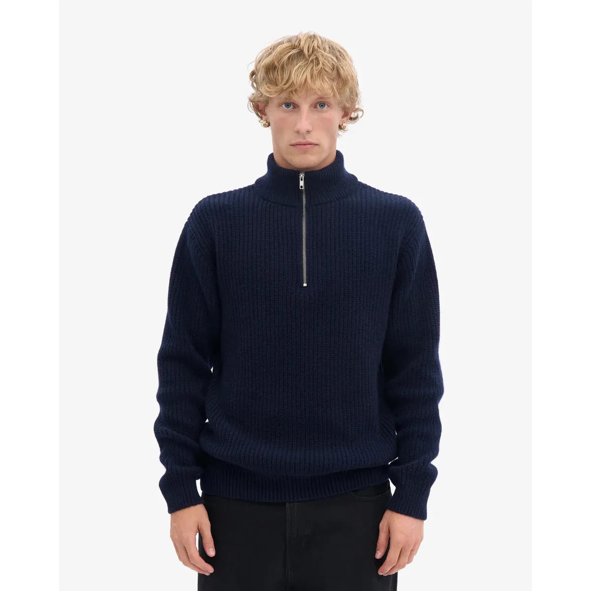 Colorful Standard Merino Quarter Zip - Navy Blue