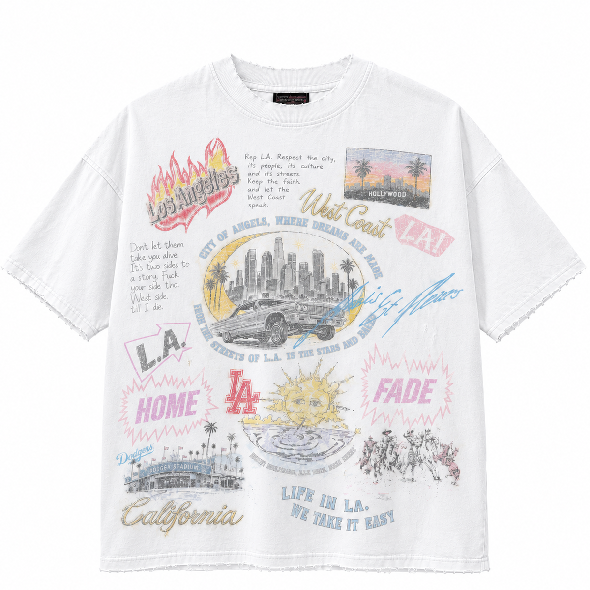 AMÏS ET FLEÚRS “California Dreaming” Vintage white t-Shirt