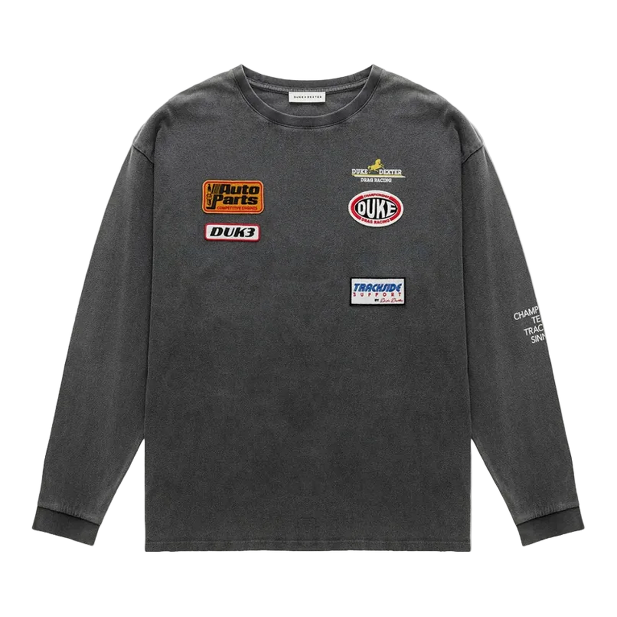 Duke + Dexter DR4 Track Long Sleeve Top in Washed Black