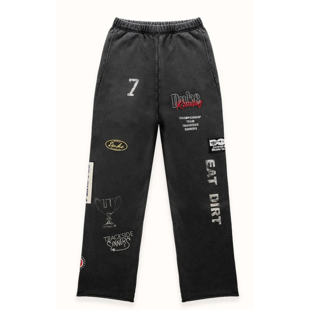 Duke + Dexter DR4 Embroidered Sweatpants in Washed Black