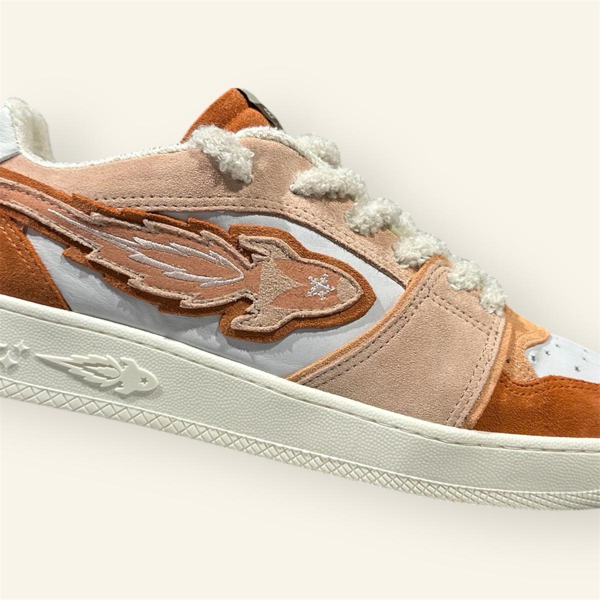 Enterprise Japan X Mr Something EGG Rocket Sneakers In Corallo/Pink/Bianco Suede and Nubuck