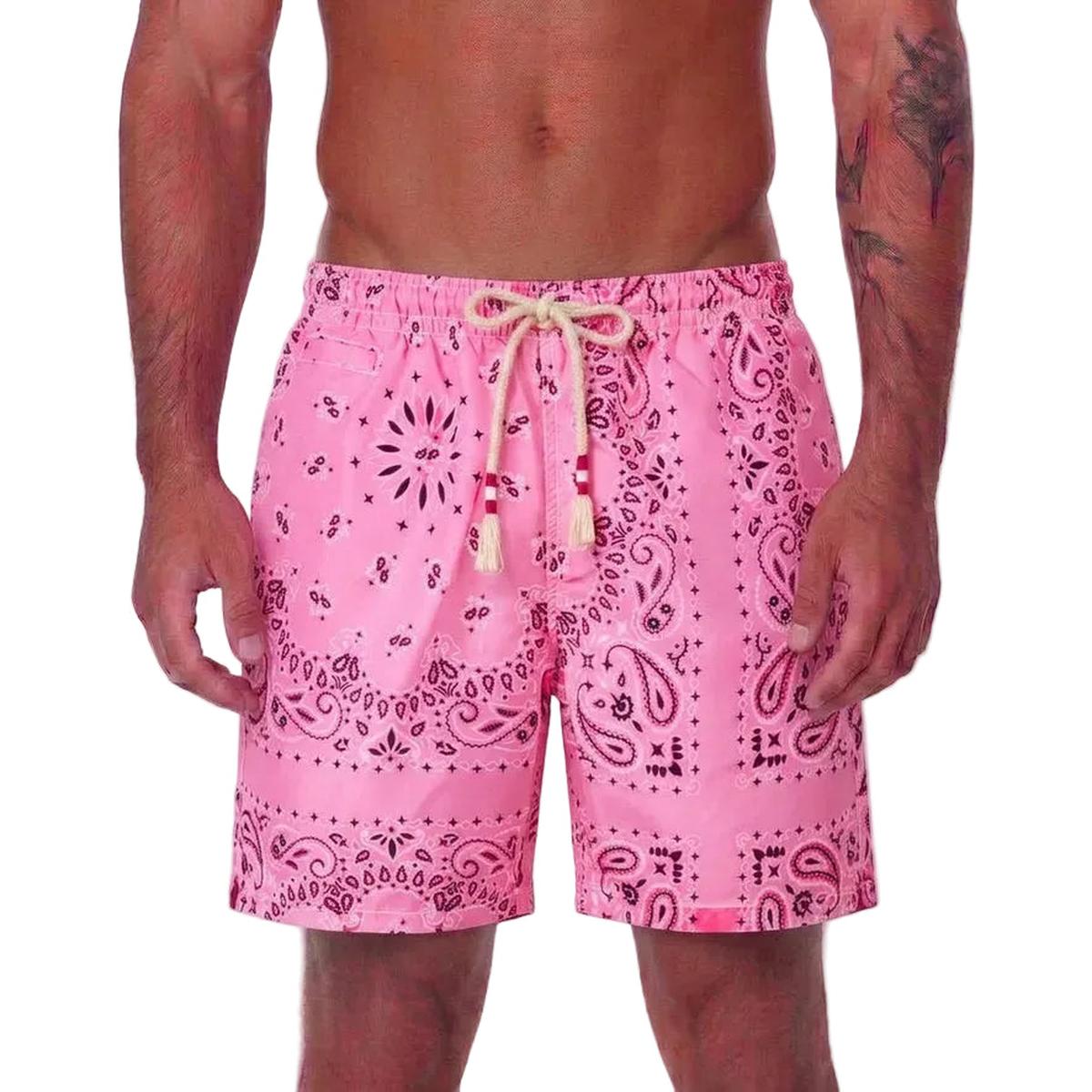 MC2 Saint Barth Caprese Swim Shorts in Pink Bandana Print