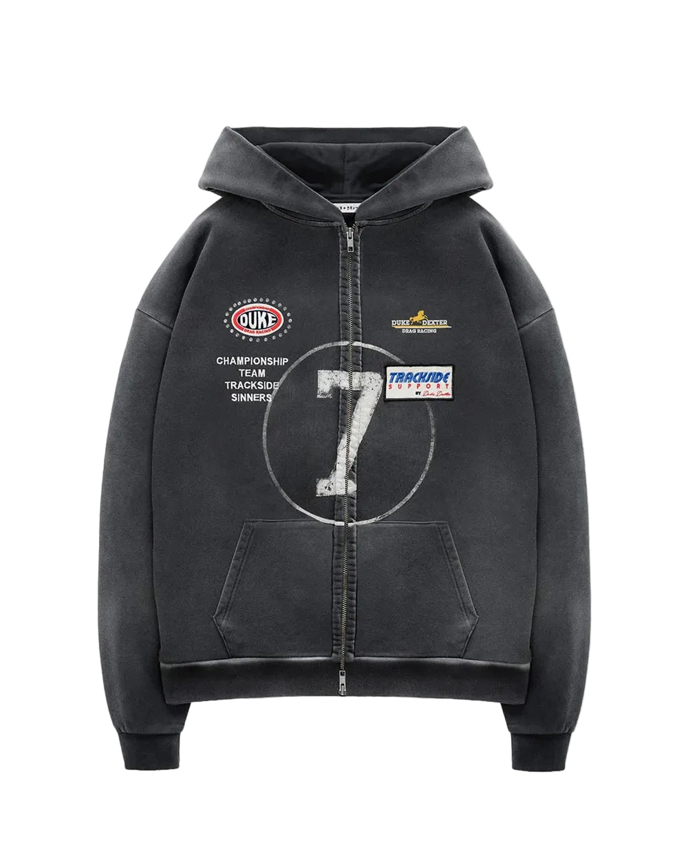 Duke + Dexter DR4 Eat Dirt Washed Black Zip Hoodie
