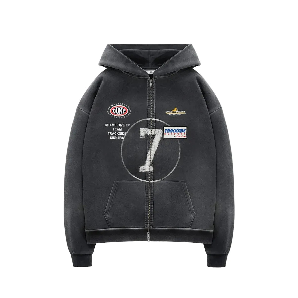 Duke + Dexter DR4 Eat Dirt Washed Black Zip Hoodie