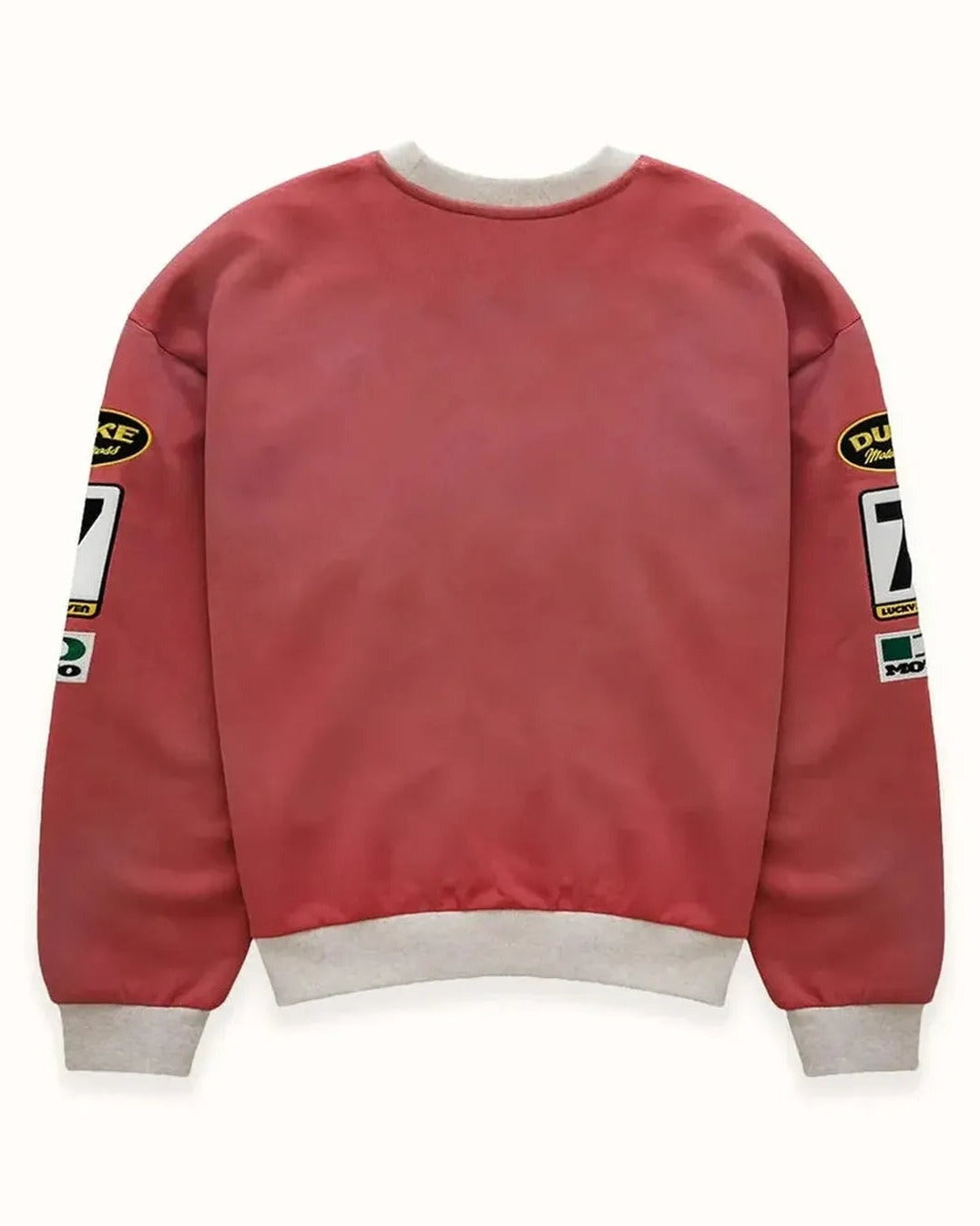 Duke + Dexter DR4 Racing Patch Sweatshirt in Red and Oat