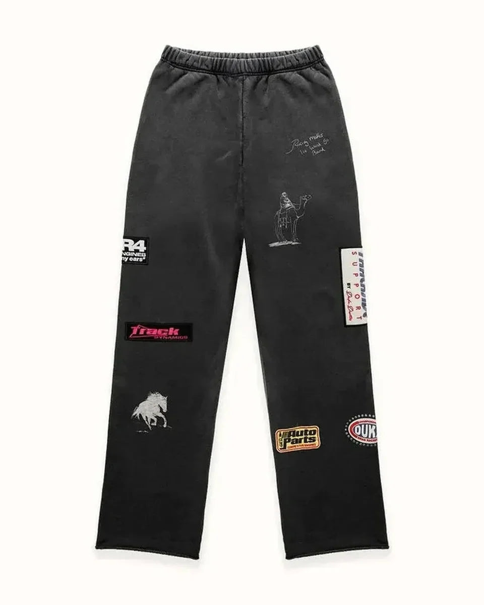 Duke + Dexter DR4 Embroidered Sweatpants in Washed Black