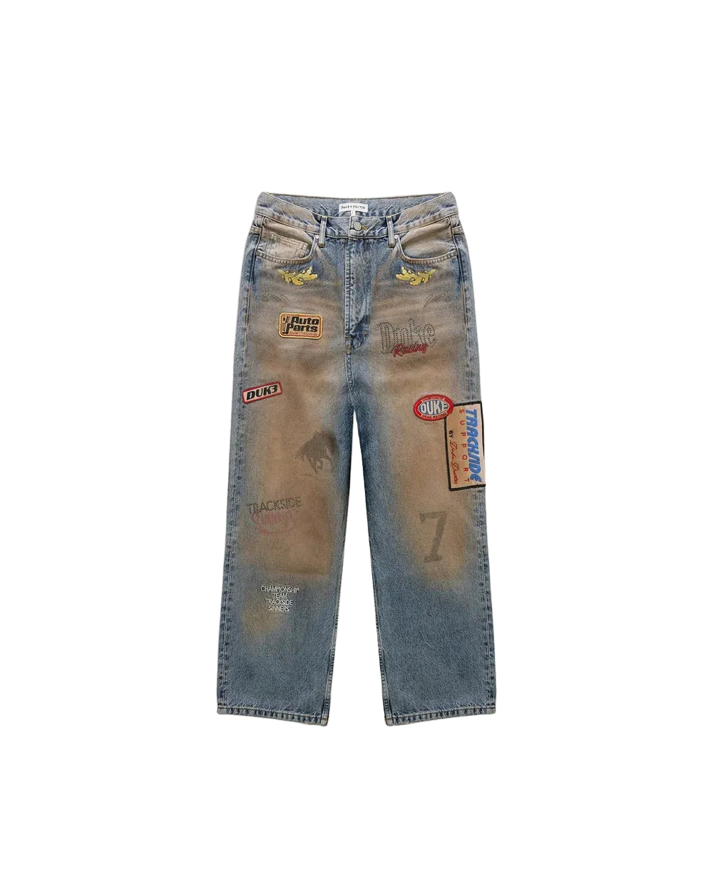 Duke + Dexter DR4 Trackside Washed Denim Blue Jeans