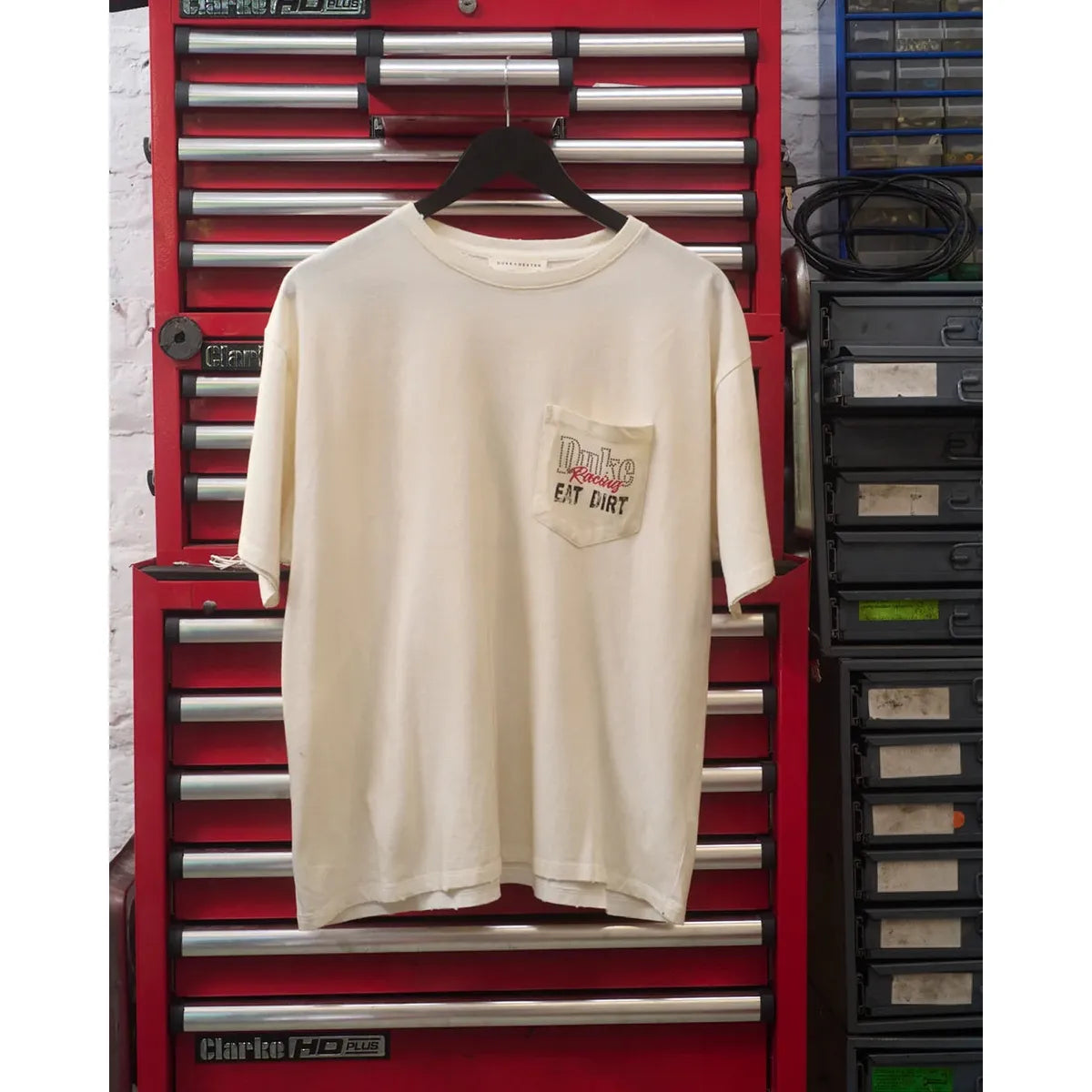Duke + Dexter DR4 Eat Dirt Smoke White Pocket T-Shirt