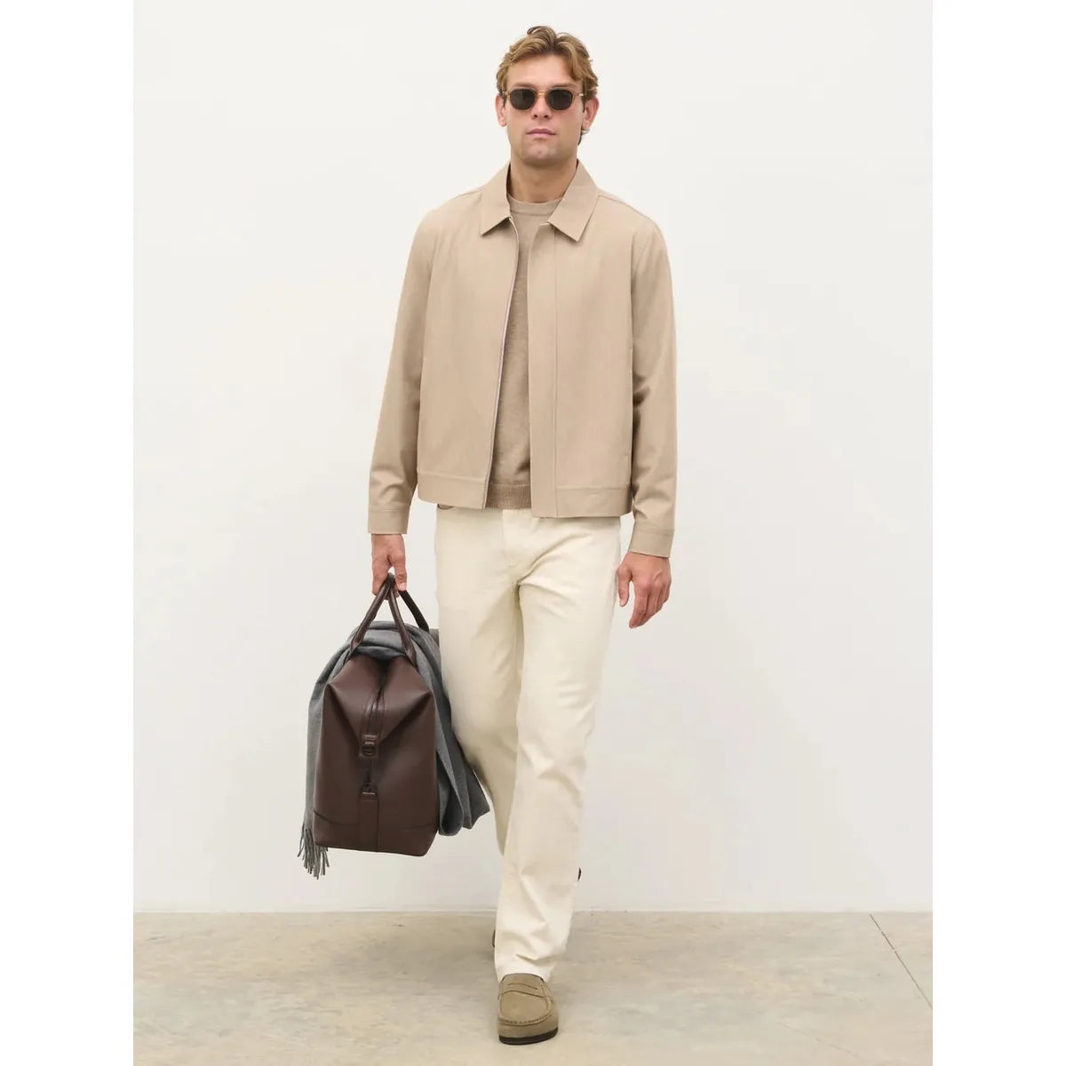 NOBL Danyal Collared Linen Jacket Beige