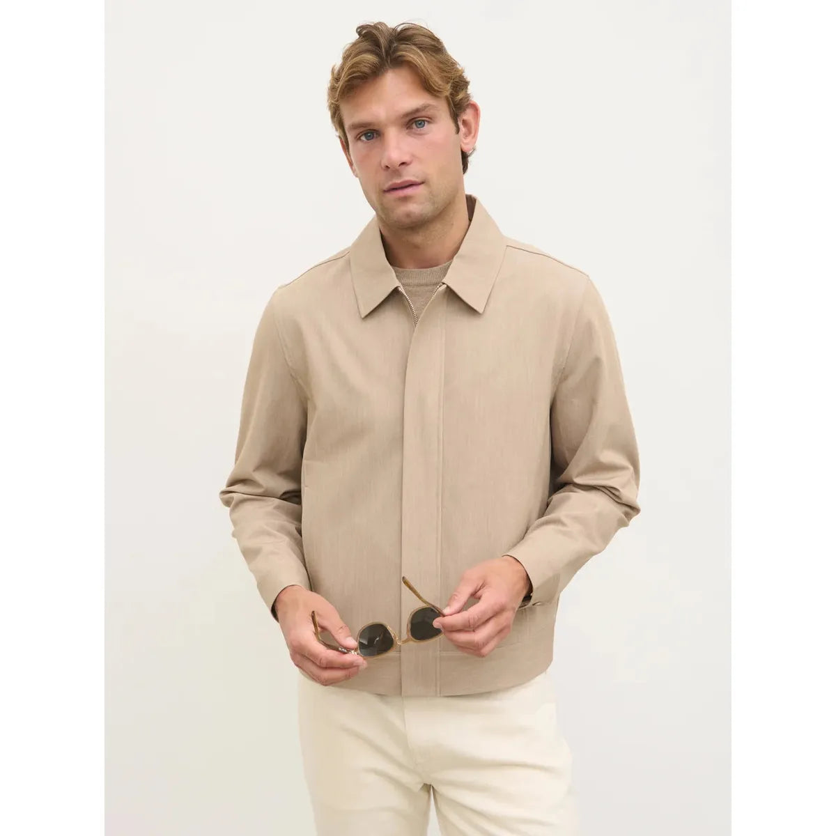 NOBL Danyal Collared Linen Jacket Beige