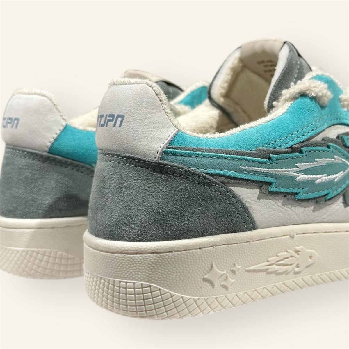 Enterprise Japan X Mr Something EGG Rocket Sneakers In Menta/Sky/Bianco Suede and Nubuck