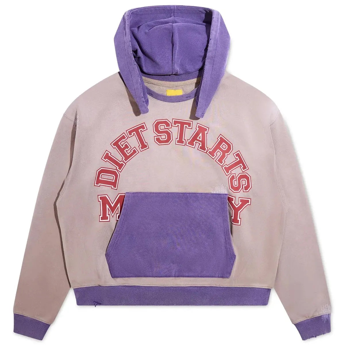 Diet Starts Monday Collegiate Overlap Hoodie-Tan/Purple