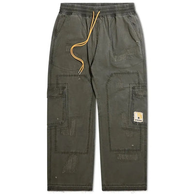 Diet Starts Monday Repair Cargo Trousers in Washed Olive