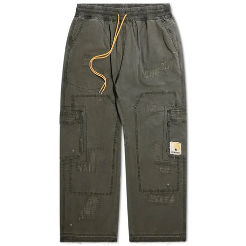 Diet Starts Monday Repair Cargo Trousers in Washed Olive