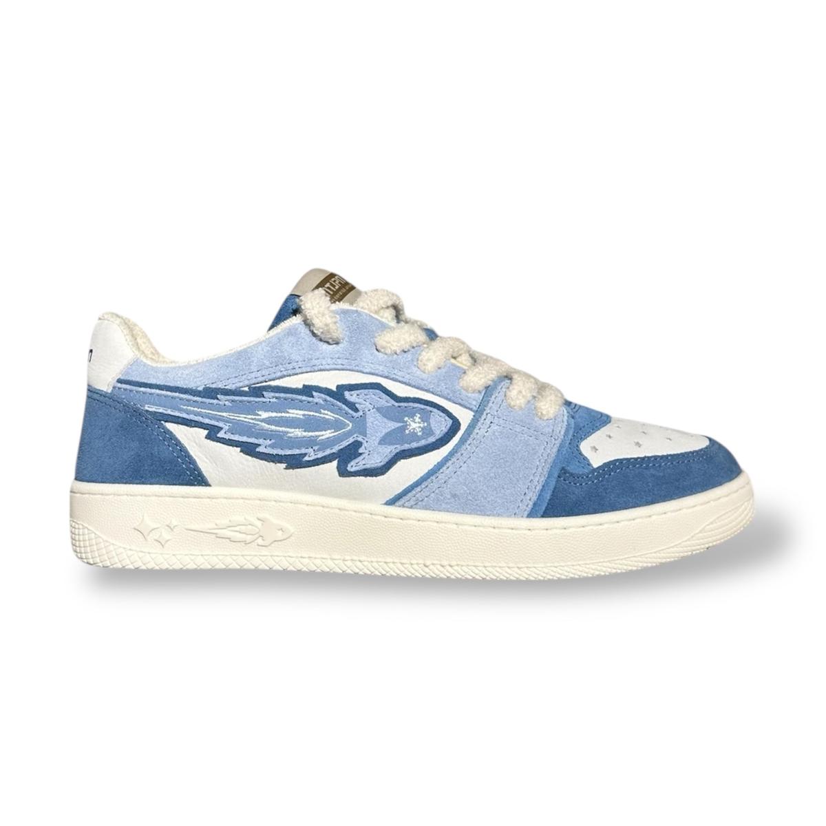 Enterprise Japan X Mr Something EGG Rocket Sneakers In Denim/Azzurro/Bianco Suede and Nubuck