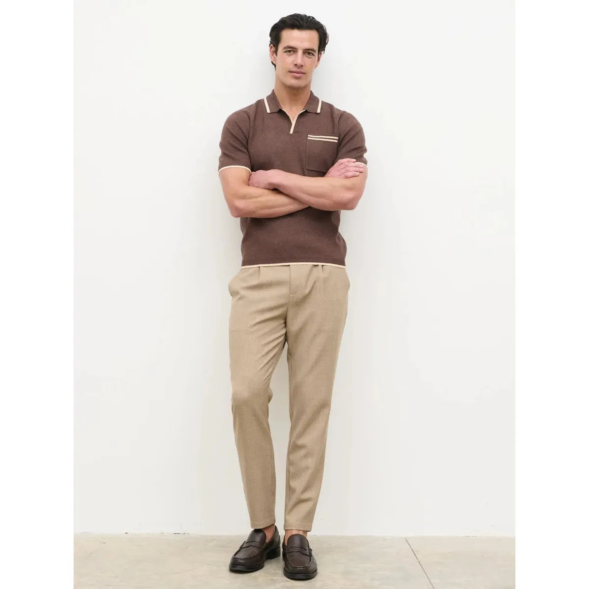 NOBL Axton Tailored Trousers Beige