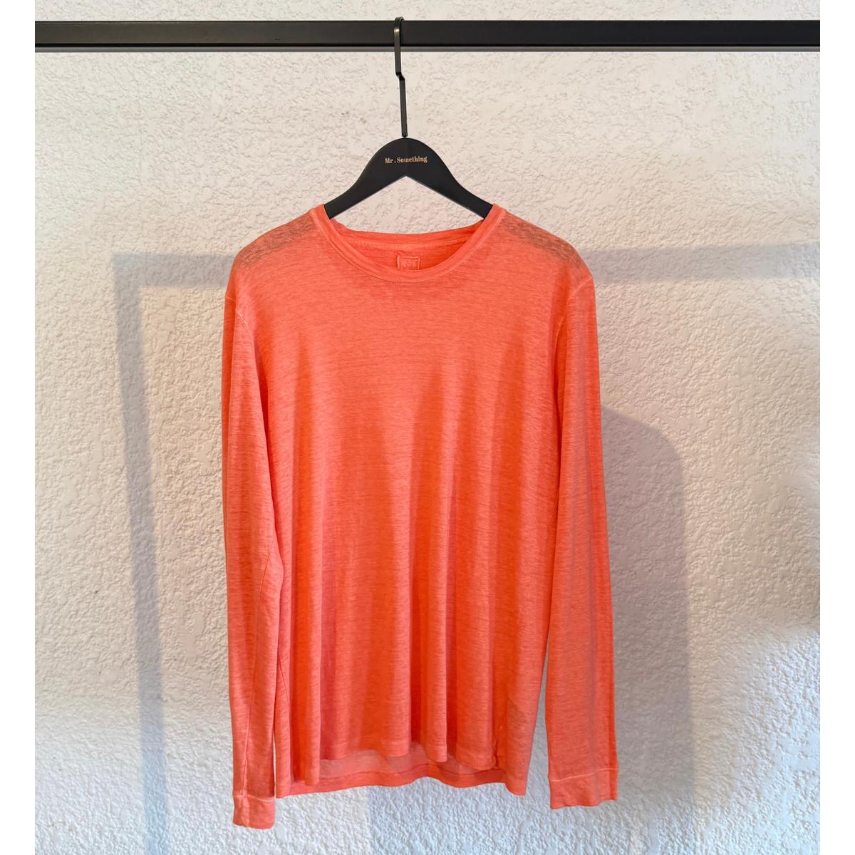 120%Lino Orange linen Long Sleeve T-Shirt